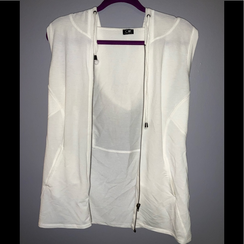 White fitness zip up